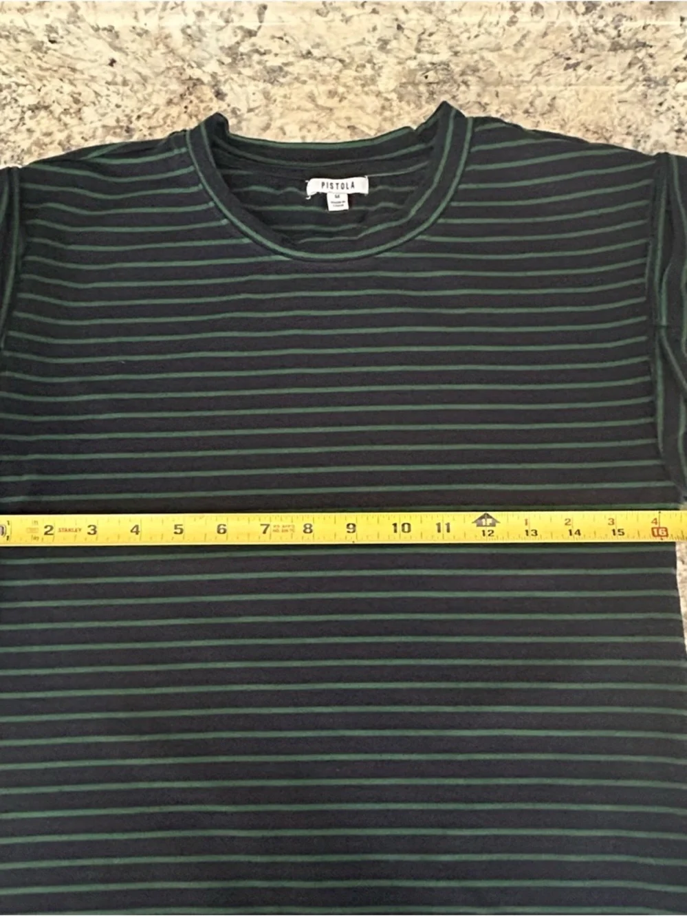 Pistola Olivia Twisted Sleeve Marina Striped Navy Green Muscle Tee Shirt Size M - Picture 9 of 10